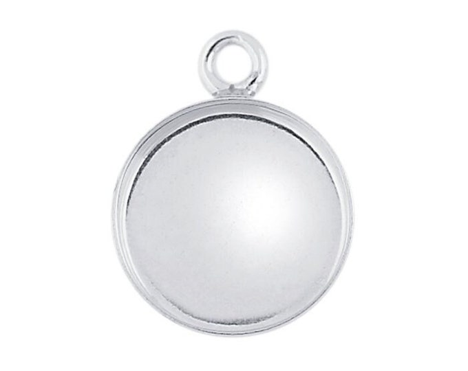 Sterling silver round  bezel  component, Cabochon or resin mounting