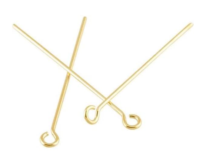 14k Yellow Gold-Filled 2" Eye Pin, 1/2-Hard, 10pcs., choose your size