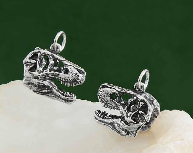 Sterling Silver T-Rex Skull Charm 18x8mm
