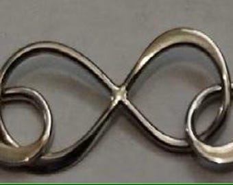 Sterling Silver Infinity Necklace or Bracelet Center 38x9mm