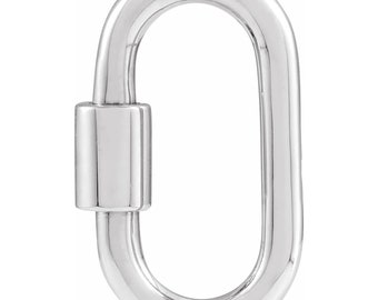 Sterling Silver 22x12 mm Carabiner Locking Clasp, also available in gold plated