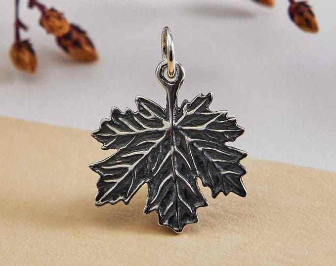 Sterling Silver Maple Leaf Charm 21x17mm