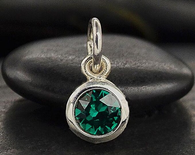 Sterling Silver Crystal Birthstone Charm - May 11x5mm