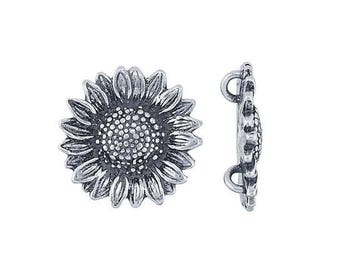 Sterling Silver Sunflower Festoon Pendant with Hidden Bails