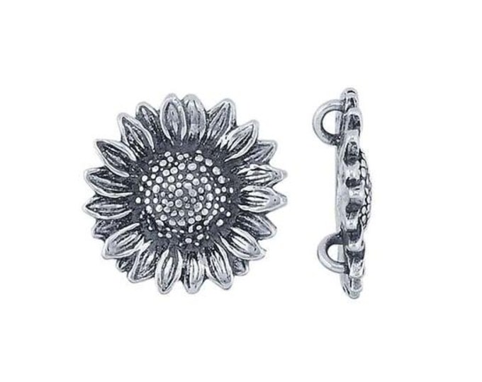 Sterling Silver Sunflower Festoon Pendant with Hidden Bails