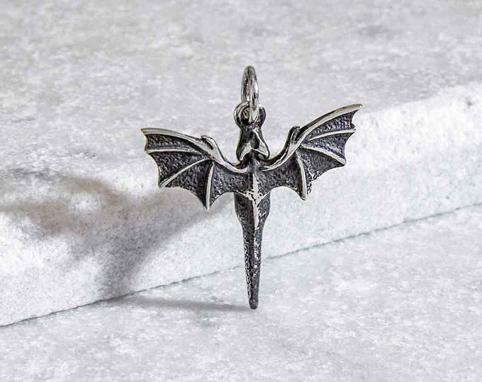 Sterling Silver Flying Dragon Charm 24x20mm