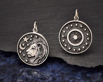 Sterling Silver Astrology Leo Pendant 24x18mm