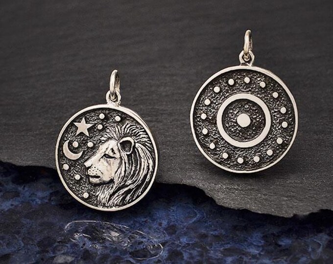 Sterling Silver Astrology Leo Pendant 24x18mm