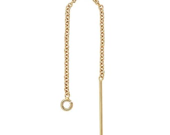 14/20 Yellow Gold-Filled Cable Chain Ear Thread with Open Ring