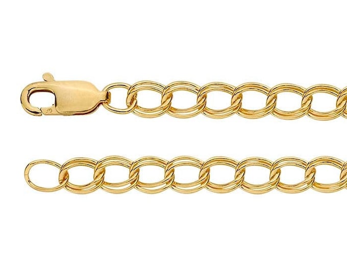 14/20 Yellow Gold-Filled 4.3mm Double-Cable Chain Charm Bracelet