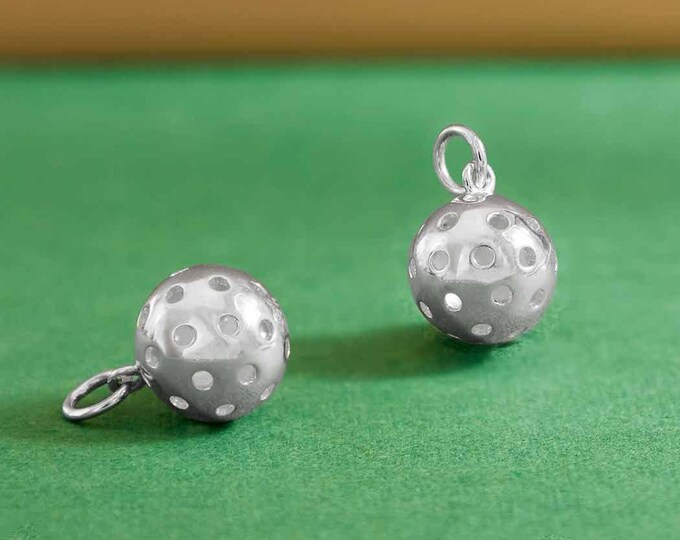Sterling Silver 3D Pickleball Charm 16x10mm