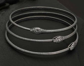 Sterling Silver Ouroboros Bangle Bracelet