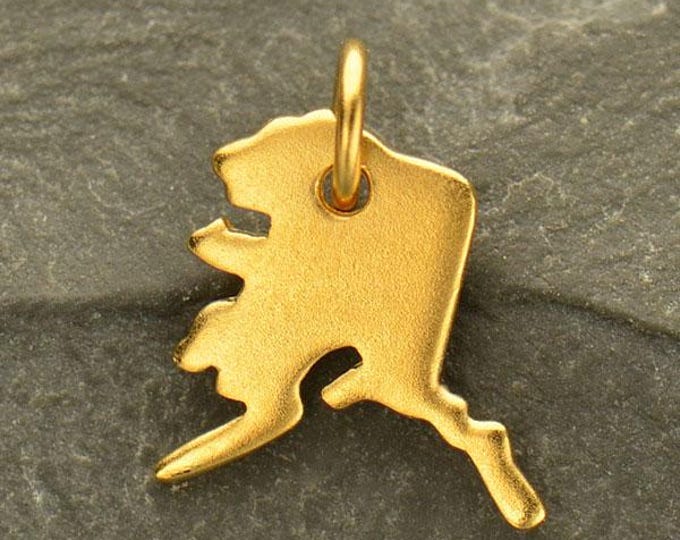 Gold Charms - Alaska State with 24K Gold Plate 14x11mm