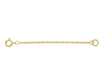 14k solid yellow gold rope chain extender, 2"l