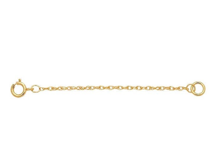14k solid yellow gold rope chain extender, 2"l
