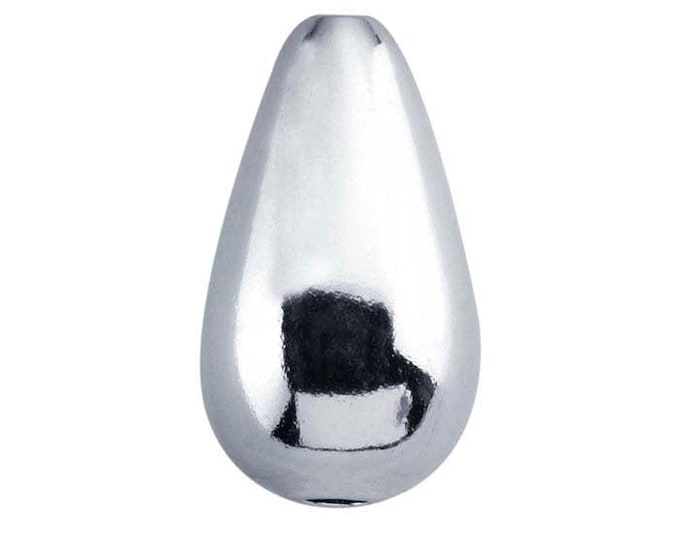 Sterling Silver 8 x 5mm Teardrop Seamless Bead, sold per 2pcs.
