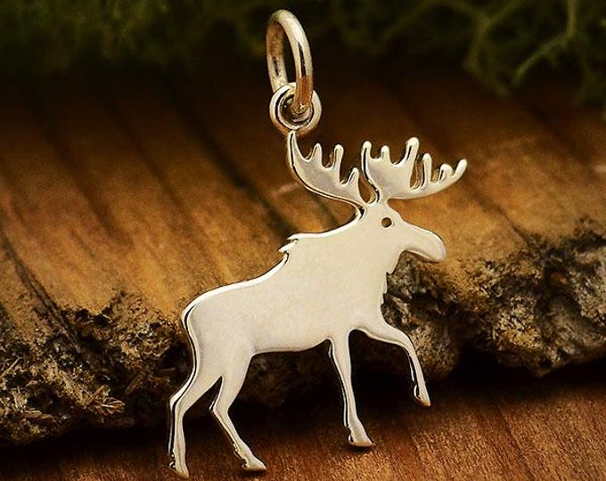 Sterling Silver Moose Charm 21x19mm