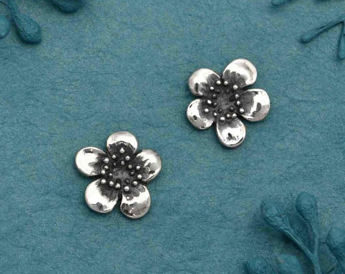 Sterling Silver Plum Blossom Solderable Charm 10x10mm