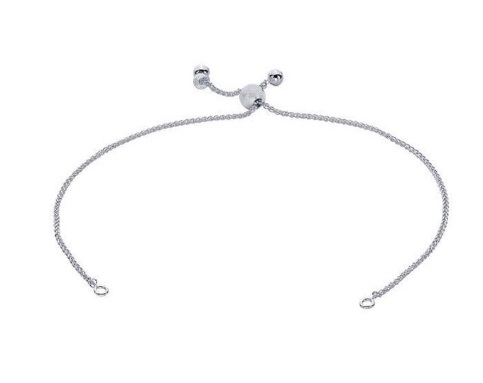 Sterling silver 1.3mm wheat chain bracelet component, adjustable