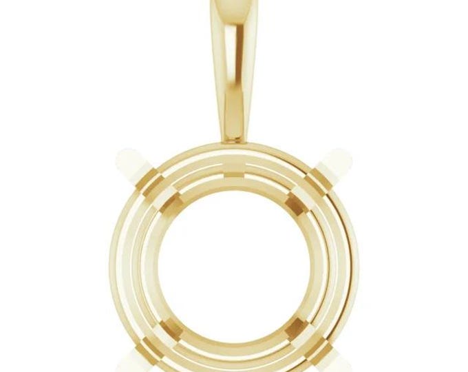 Round 4-Prong Pre-Notched Pendant Mounting, in Sterling Silver or 14k Gold, choose your setting size
