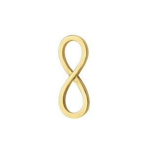 May include: Gold infinity symbol charm. The symbol is a continuous loop, representing eternity.