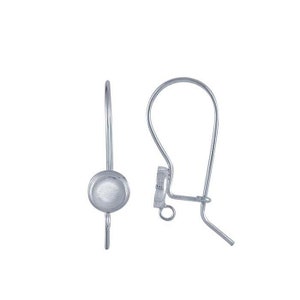 May include: Two silver-colored earring findings. Each finding has a round, flat base with a small loop and a curved ear wire. The findings are designed for jewelry making and earring components.