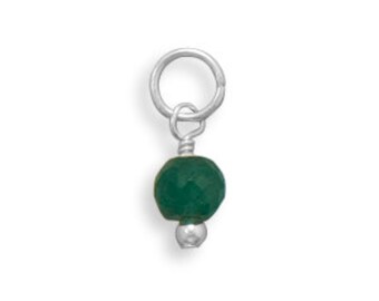 Emerald Charm - May Birthstone, 925 Sterling Silver