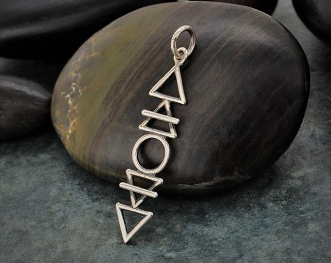 Sterling Silver Stacked Elements Charm 32x6mm