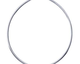 Sterling zilveren platte Omega ronde hals ketting, kies uw maat