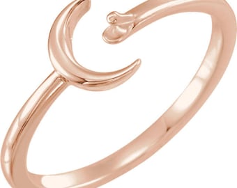 Crescent Ring Mounting for 4mm Pearl, choose Sterling Silver or any of the 14k Gold Colors