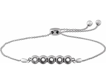 Family Bracelet Mounting in 925 Sterling Silver, choose 1, 3, 5, or 6 Bezel Mounings