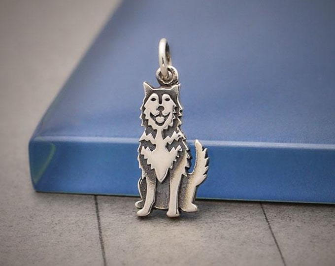 Sterling Silver Husky Dog Charm 21x8mm