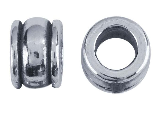 Sterling Silver 6 x 8mm Double-Channel Slide Bead, sold 1pcs.