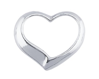 Sterling silver floating heart pendant,  size  12 x 10mm