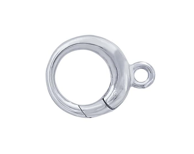 Sterling Silver Round Push Clasp with Ring