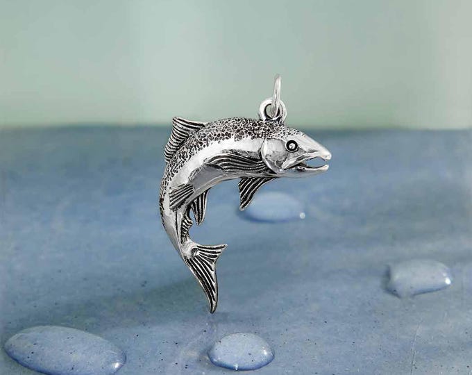 Sterling Silver Salmon Charm 29x20mm