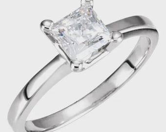 10K Gold  Square Solitaire Ring Mounting, Princess Cut Solitaire Ring Mounting, Yellow or White Gold