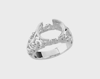 Sterling Silver 12x10 mm Oval Ring Mounting,