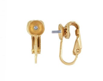 Pearl Ear Clip Findings in Gold Filled, Sterling Silver & 14k White Gold - Pair