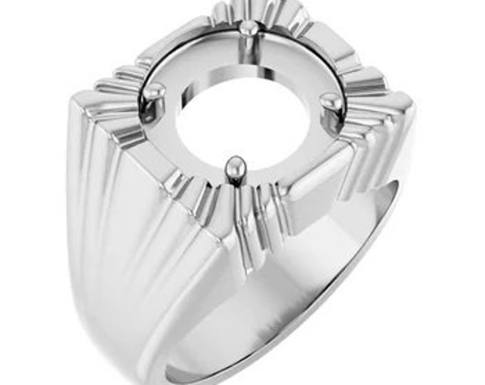 Mens Ring Mounting, custom sizes available in round, oval, square, and more settings as well as Sterling Silver, choice of solid gold.