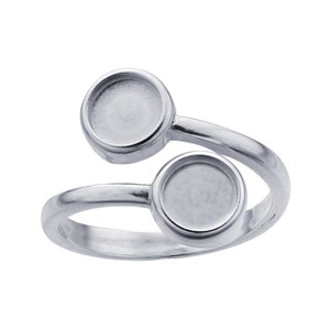 Sterling Silver or Gold Bypass Ring with Round Cabochon Mountings image 1