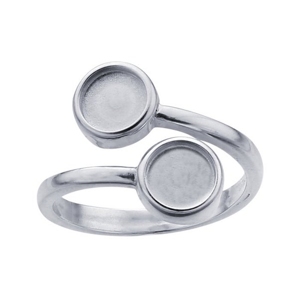 Sterling Silver or Gold Bypass Ring with Round Cabochon Mountings