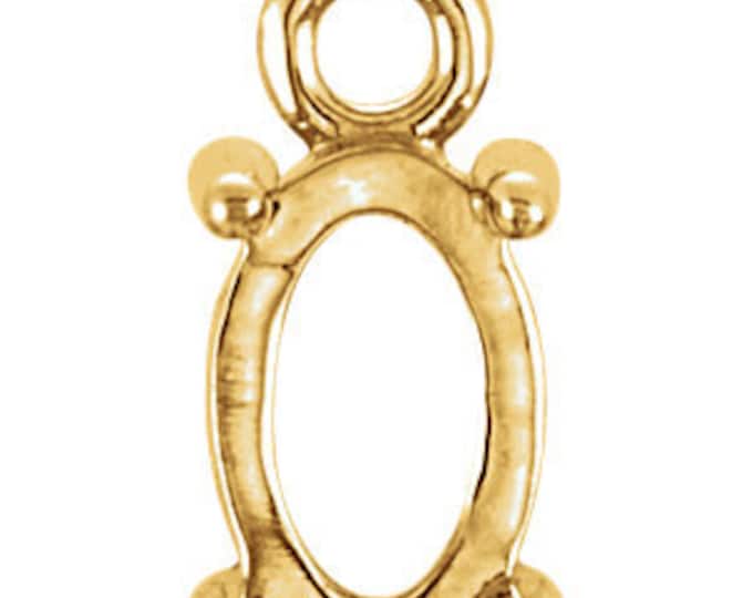 14K Oval Cabochon Dangle Mounting in solid white or yellow gold. different sizes available.