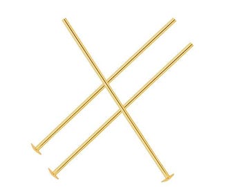 14k Yellow Gold-Filled 21Gauge Domed Head Pin, Hard, choose your length,  sold per 10pcs.