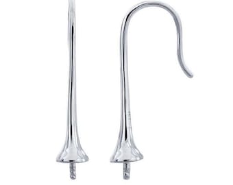Sterling Silver Rhodium-Plated Pearl Ear Wire Mounting