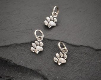 Sterling Silver Tiny Puffy Paw Charm 11x5mm