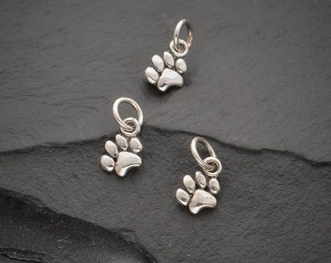 Sterling Silver Tiny Puffy Paw Charm 11x5mm