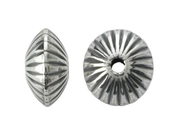 10 Sterling Silver Oxidized Corrugated Saucer Bead, 2 sizes available