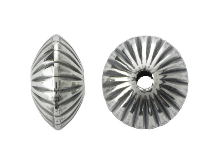 10 Sterling Silver Oxidized Corrugated Saucer Bead, 2 sizes available