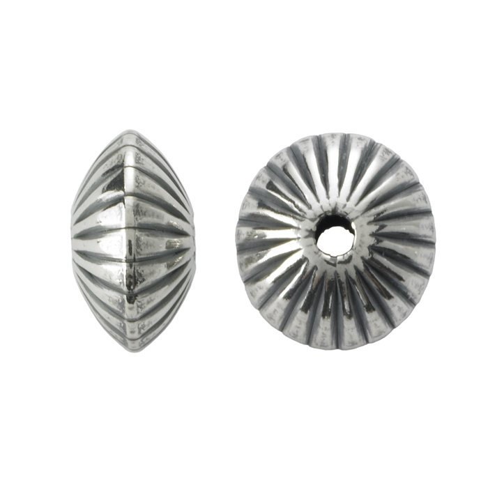 Sterling Silver Oxidized Corrugated Saucer Bead, 2 sizes available